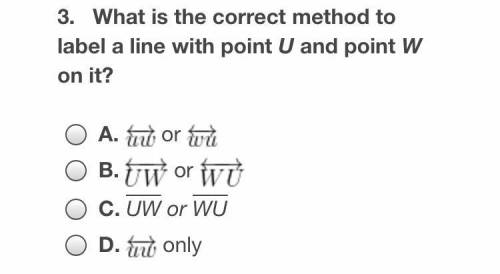 What is the correct method to label a line with point U and W on it
