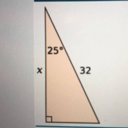 Which equation can be used to find the length of side x?