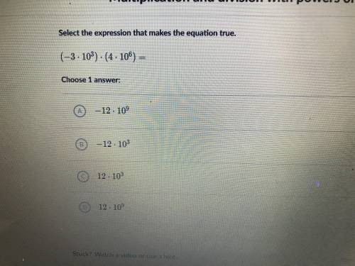 Select expression that makes the equation true
