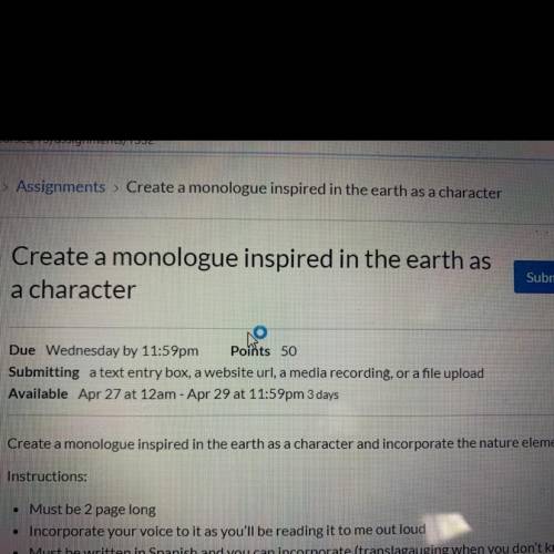 Create a monologue inspired in the earth as a character? PLEASE HELPPPPP