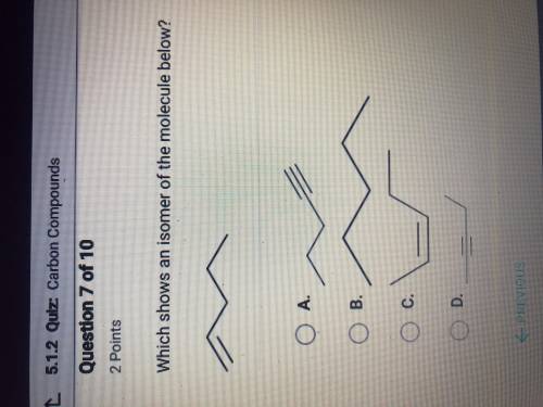 Which shows an isomer of the molecule belowEDIT: I found the answer, it is C !