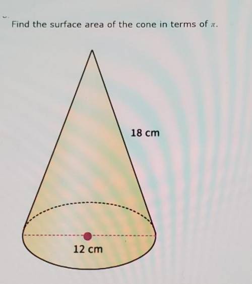 Find the surface area of the cone in terms of pi