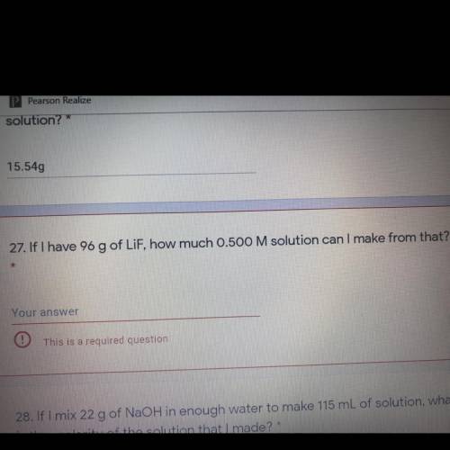 If I have 96 g of LiF, how much 0.500 M solution can I make from that?
