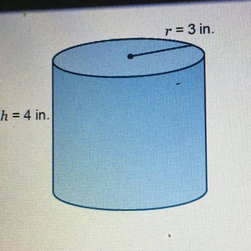 Complete the steps to find the surface area of the cylinder  The area of the base is __pi in.2 The c