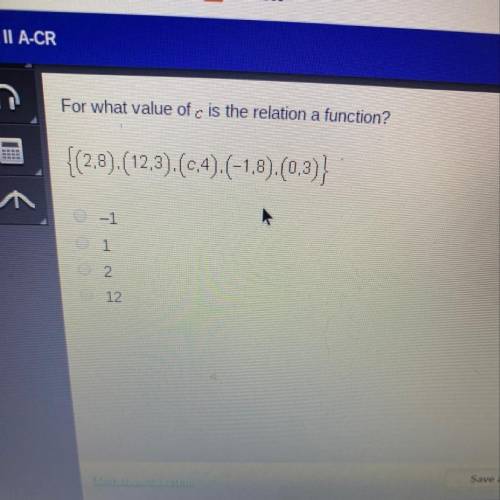 For what value of C is the relation a function ?