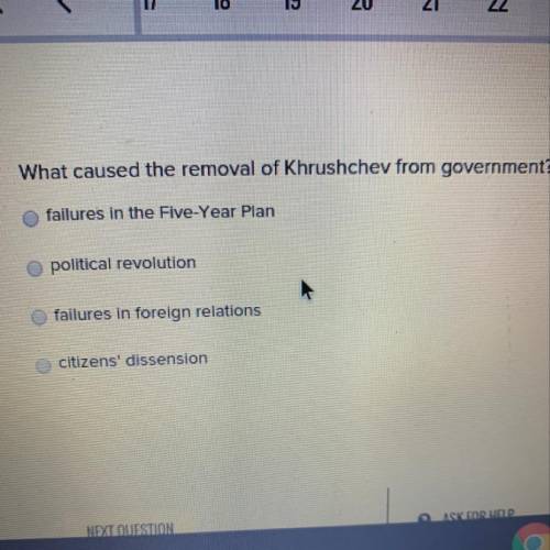 What caused the removal of Khrushchev from government