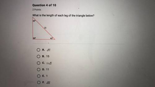 What is the length of each leg of the triangles below