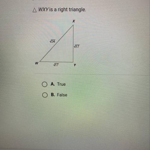 Is WXY is a right triangle true or false