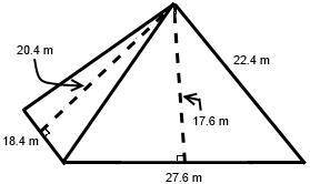 Which expression represents the total surface area, in square meters, of the rectangular pyramid bel