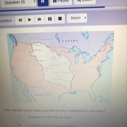 How did the United State gain the territory highlighted on the map?