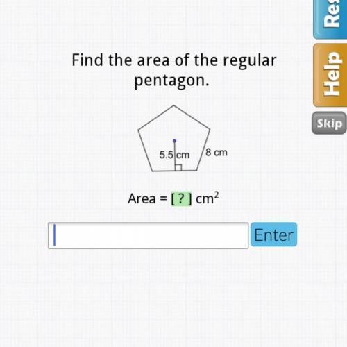 Find the area of the regular pentagon.