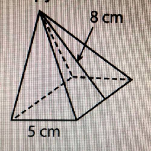 What is the surface area of the square pyramid below? 8 cm 5 cm