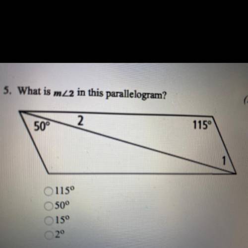 What is m<2 in this parallelogram?