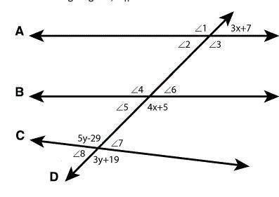In the following diagram, A || B. Use complete sentences to explain how the special angles created b