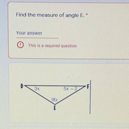 What is the angle measure of angle E?