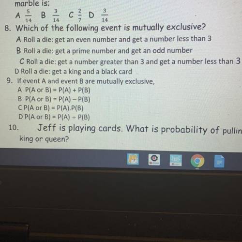 Need answers for Question 8 and 9