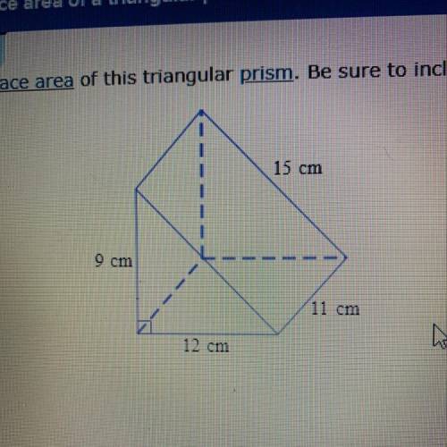 Find the surface area of the triangular prism???? Plz help meeeeeeee