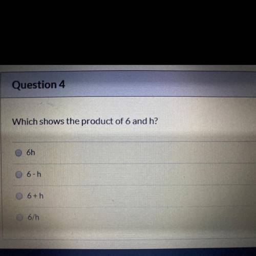 Which shows the product of 6 and h?