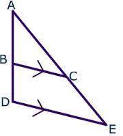 I'll mark brainiest.... If BC is drawn parallel to DE, then A) AB = BD  B) AC = CE  C. AB AC ---- =