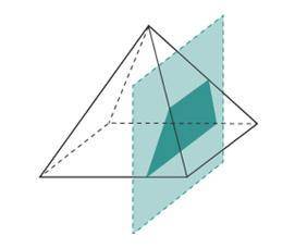 PLEASE HELP I'M DOING A QUIZA square pyramid was sliced perpendicular to its base but not through it