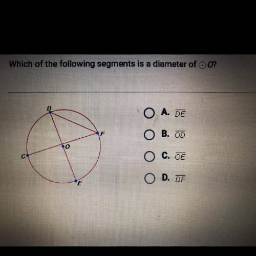 Which of the following segments is a diameter of O? asap