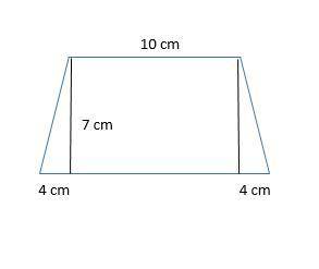 The trapezoid is composed of a rectangle and two triangles. What is the area of the rectangle? What