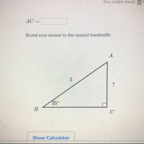 Round your answer to the nearest hundredth. AC= ?  PLEASE HELP MEE