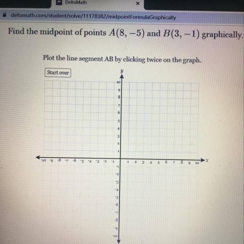 Find the midpoint of points A(8,-5) and B(3,-1) graphically