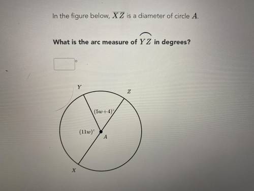 What is the arc measure of YZ in degrees