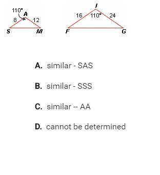 Help please? Is sam ~ fig if so, identify the similarity postulate or theorem that applies