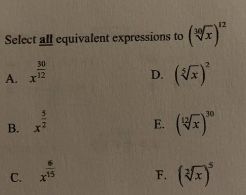Select all equivalent expressions
