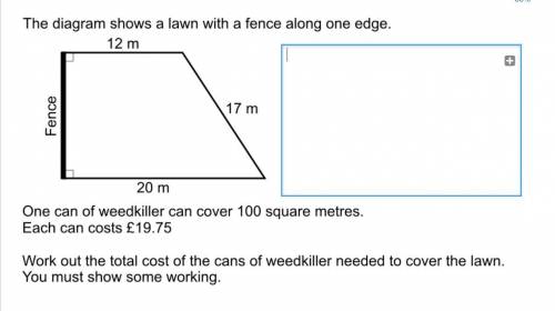 One can of weedkiller can covers 100 square metres.Each can costs 19.17.Work out the total cost of t