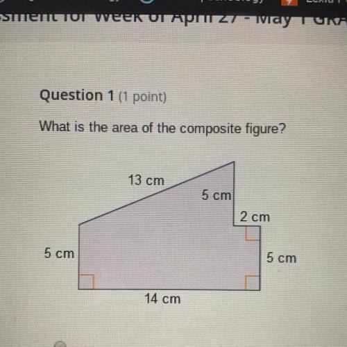 What is the composite figure  A.70  B.100  C. 105 D. 130
