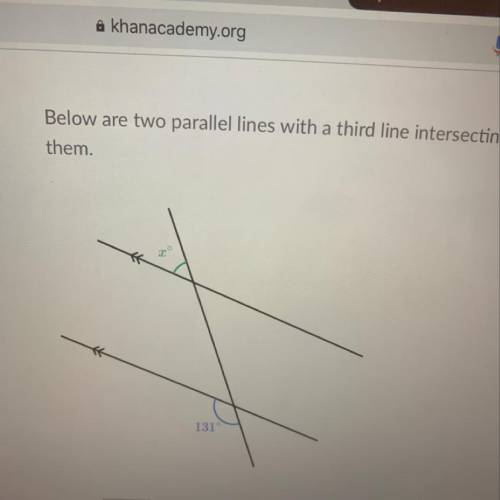 Below are two parallel lines with a third intersecting them