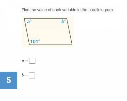 Help me with questions 5 6 and 7! I will mark brainliest. Find the value of each variable in the par