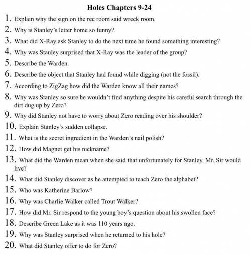Can some one help me I never read Holes.