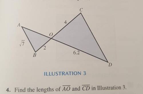 Find the lengths of AO and CD in Illustration 3