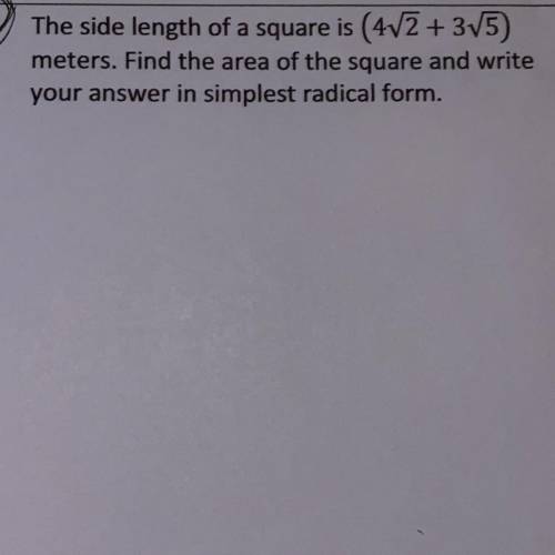 The side length of a square is blank meters find the area of the square and write your answer in sim