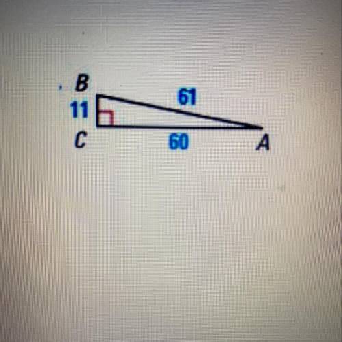 What is the value of cos(A) in the diagram? a.60/61 b.61/11 c.11/61 d.61/60