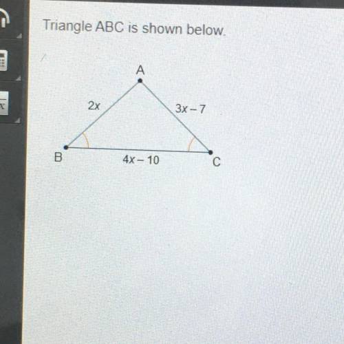 Triangle ABC is shown below. What is the length of line segment AC? в 4x10