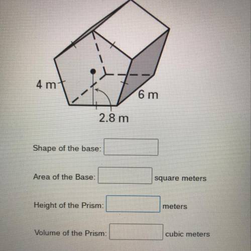 What is the area of the base and what is the volume of the prism what is the height of the prism