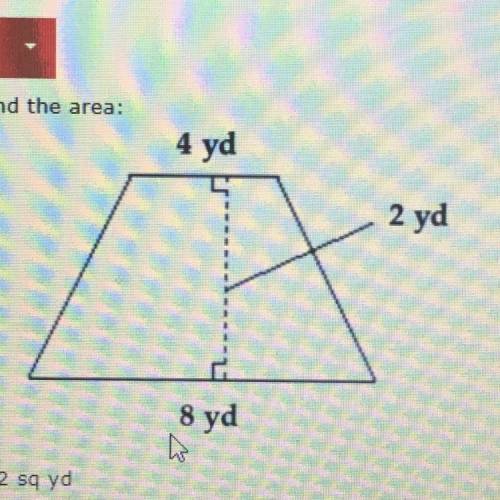 Find the area. A:32 sq yd B:12 sq yd C:24 sq yd D:64 sq yd