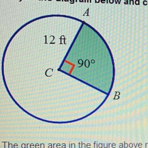 90° The green area in the figure above represents a section of grass for a putting green. Find the a