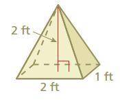 Find the volume of the pyramid. Write your answer as a fraction or mixed number ft 3 pls help!! :)):