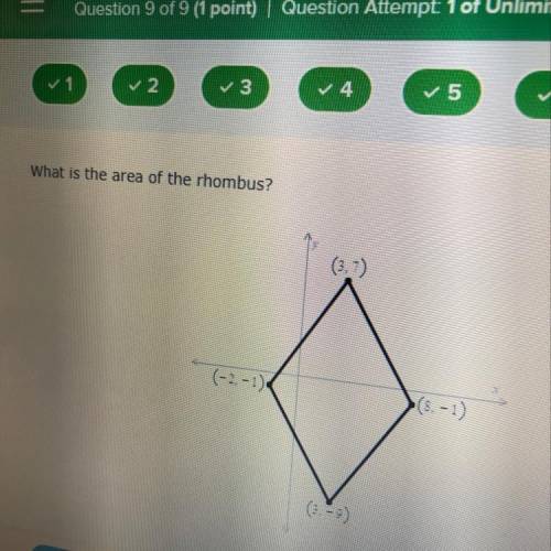 What is the area of the rhombus? square units