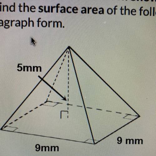Pls pls pls pls help ;( Answer the problem below. Show all your work/thinking. 1. Find the surface a