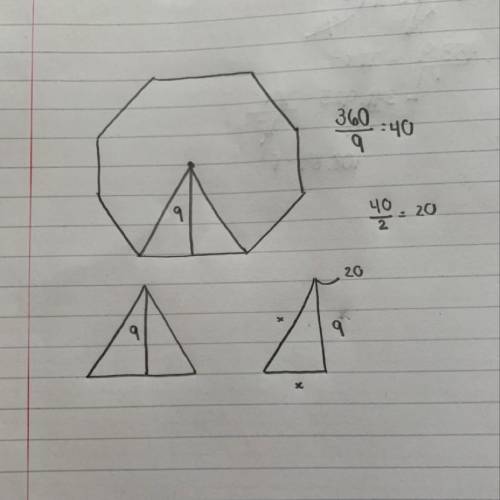 Using the provided photo above how do I use trig to solve for the area of the whole entire area of t