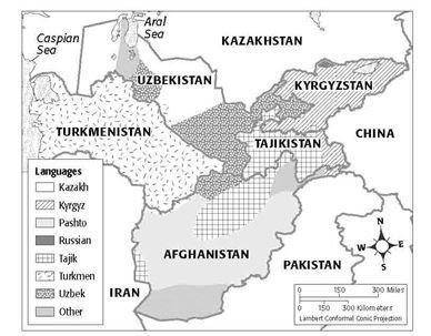 In which countries are more than three languages spoken? picture a.Uzbekistan and Tajikistan b.Tajik