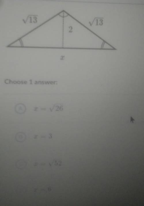 Please Help. Find the value of x in the isosceles triangle shown below