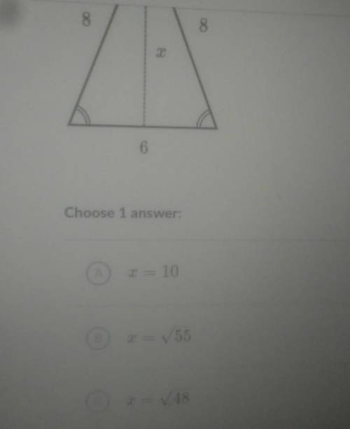 Please help me.Find the value of x in the isosceles triangle shown below